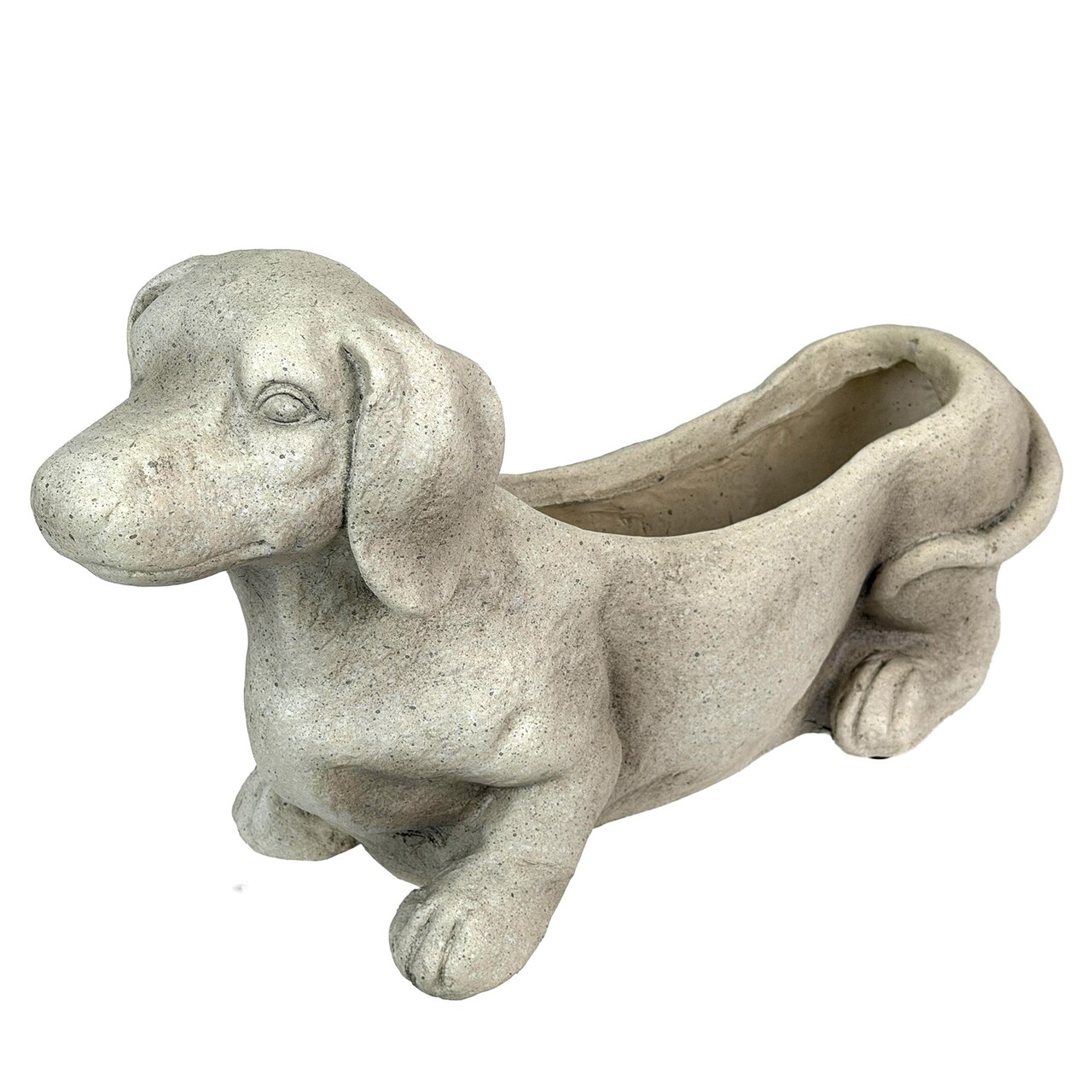 Resin Distressed Rustic Finish Dachshund Dog Indoor Outdoor Planter
